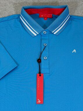 Redvanly Cadman Golf Polo Mens Large Malibu Blue Performance Shirt Stretch NWT